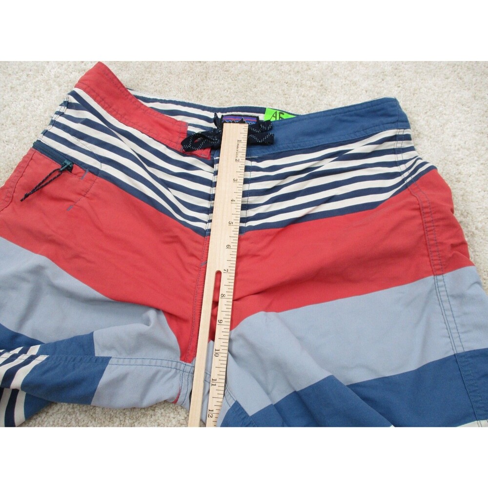 Patagonia Wavefarer Board Shorts 20" Men 32 Red White Blue Striped Swim Trunks - Picture 4 of 14